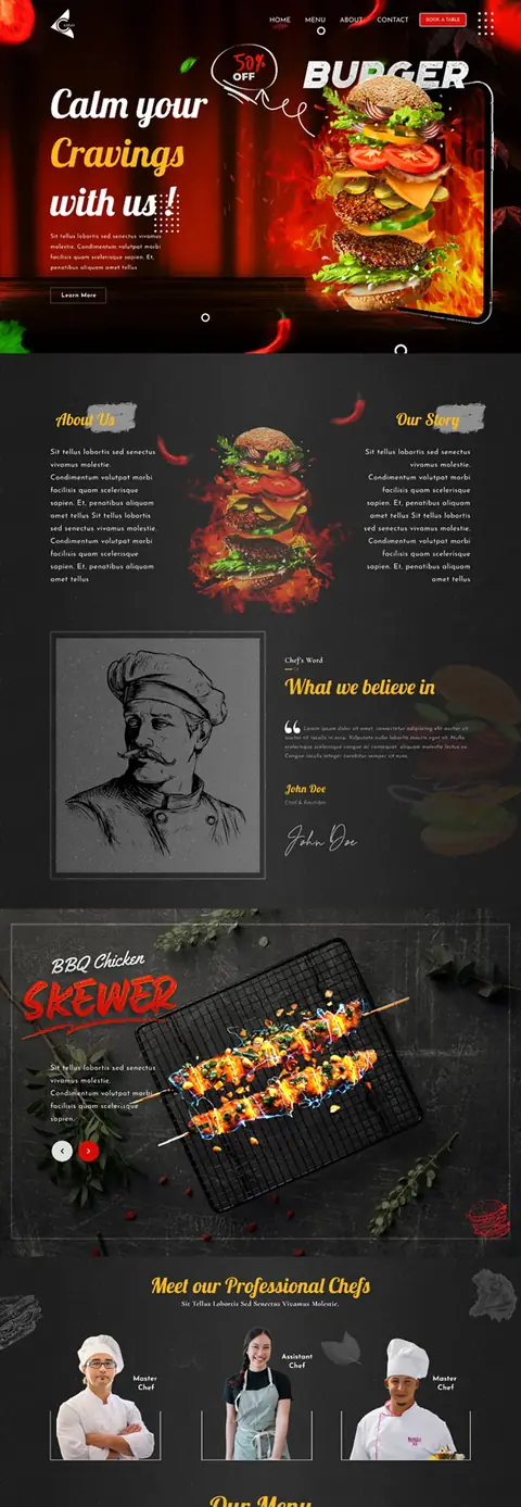 Burger restaurant website