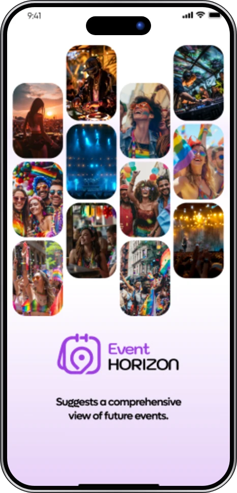 EventHorizon app: welcome screen