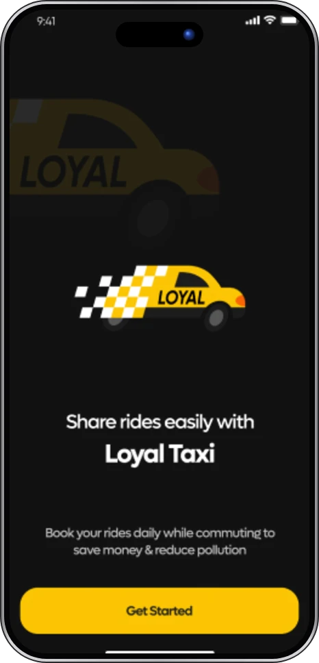 Loyal Taxi app: welcome screen