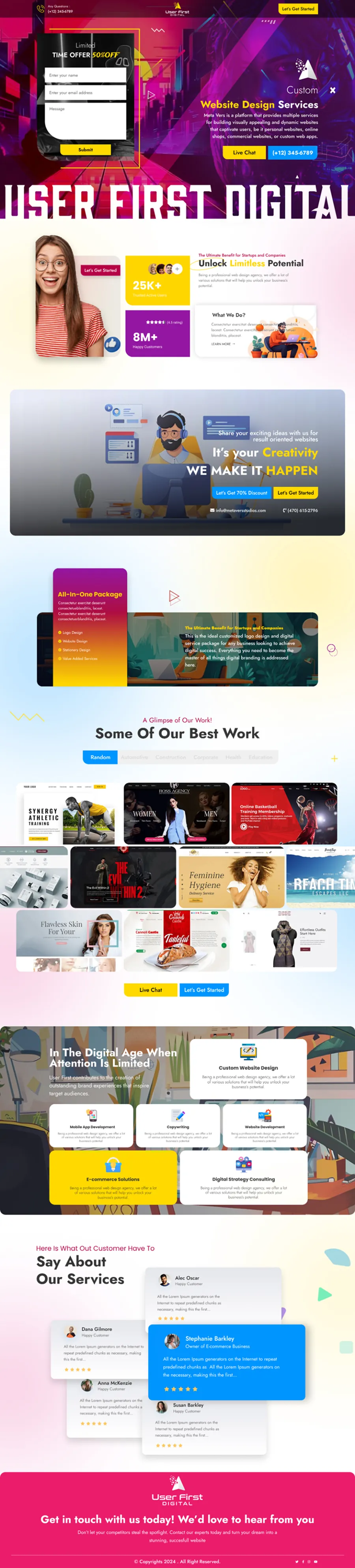 Digital agency landing page design